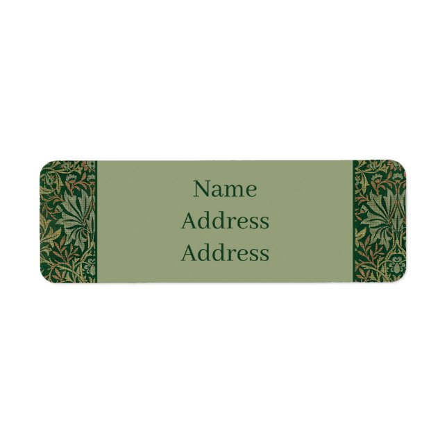 William Morris Flower Garden-Greens Returadress Etikett (Framsidan)