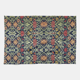 William Morris Flowers Foliage Grönt Gult Red Kökshandduk