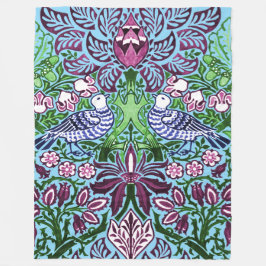 William Morris Folk Art Birds Flowers Acorns Fleecefilt