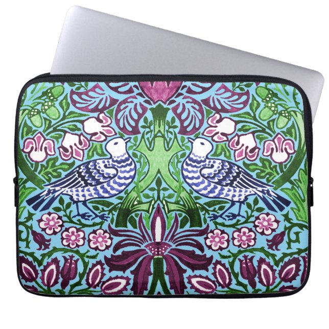 William Morris Folk Art Birds Flowers Acorns Laptop Fodral (Framsidan)