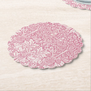William Morris Forest Rabbit Bird Foliage Rosa Underlägg Papper