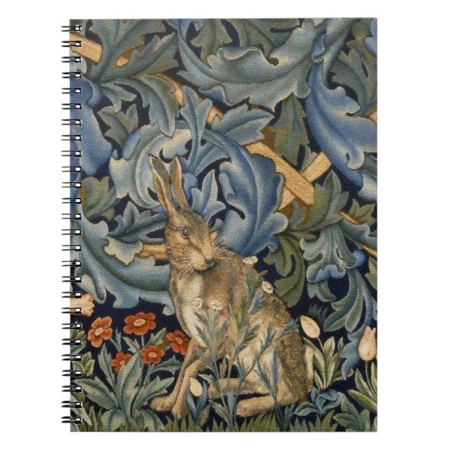 William Morris Forest Rabbit Blommigt Art nouveau Anteckningsbok (Framsidan)