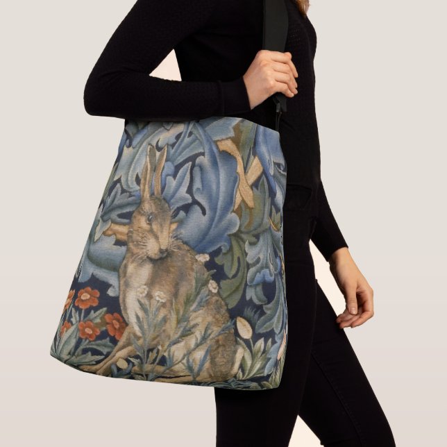 William Morris Forest Rabbit Blommigt Art nouveau Axelväska (Närbild)