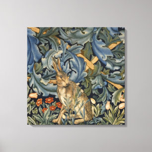 William Morris Forest Rabbit Blommigt Art nouveau Canvastryck