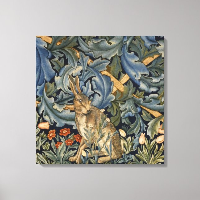 William Morris Forest Rabbit Blommigt Art nouveau Canvastryck (Framsida)