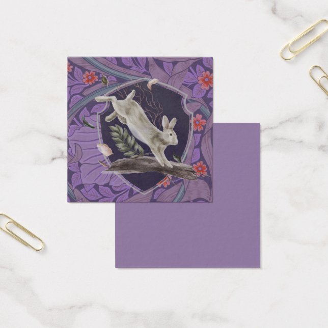 William Morris Forest Rabbit Blommigt Art nouveau Fyrkantigt Visitkort (Kontor)