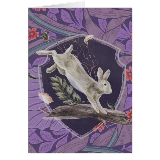 William Morris Forest Rabbit Blommigt Art nouveau Hälsningskort (Framsidan)