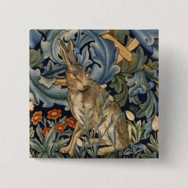 William Morris Forest Rabbit Blommigt Art nouveau Knapp (Framsida)