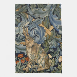 William Morris Forest Rabbit Blommigt Art nouveau Kökshandduk