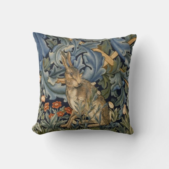 William Morris Forest Rabbit Blommigt Art nouveau Kudde (Framsida)