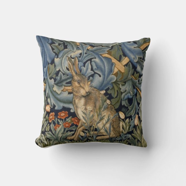 William Morris Forest Rabbit Blommigt Art nouveau Kudde (Framsida)