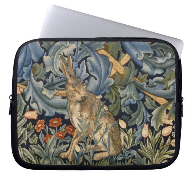 William Morris Forest Rabbit Blommigt Art nouveau Laptop Fodral (Framsidan)