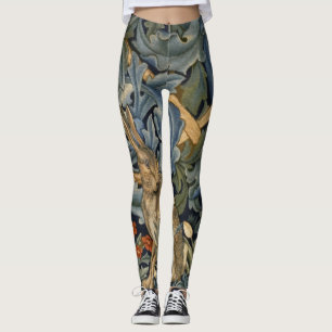 William Morris Forest Rabbit Blommigt Art nouveau Leggings