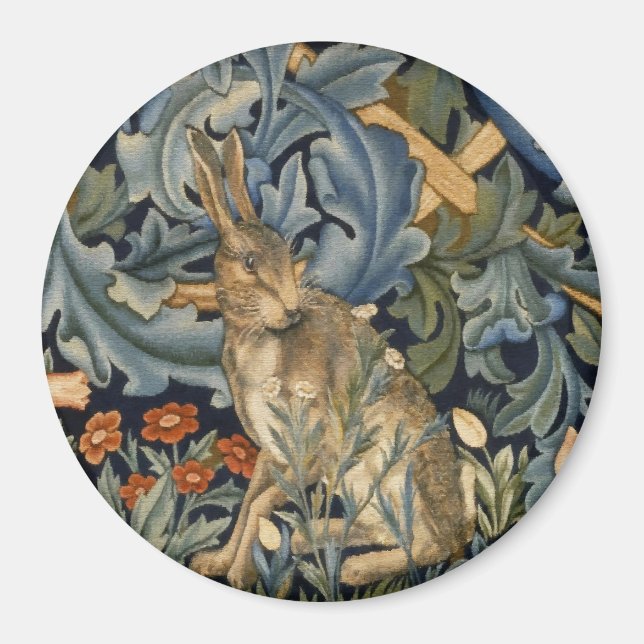 William Morris Forest Rabbit Blommigt Art nouveau Magnet (Framsidan)