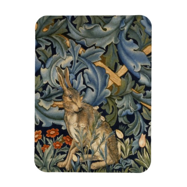 William Morris Forest Rabbit Blommigt Art nouveau Magnet (Vertikal)
