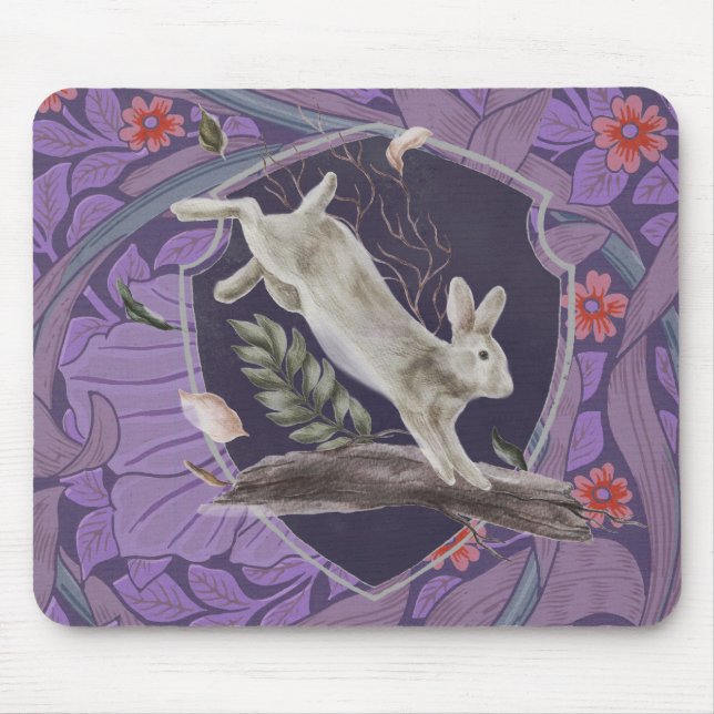 William Morris Forest Rabbit Blommigt Art nouveau Musmatta (Framsidan)