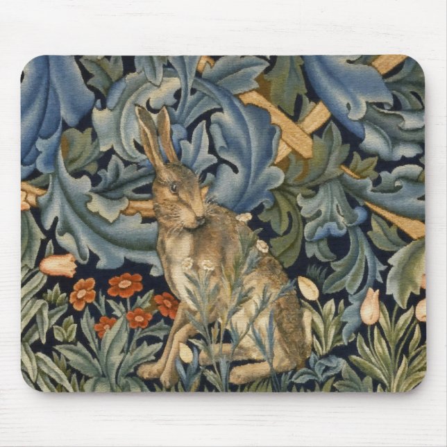 William Morris Forest Rabbit Blommigt Art nouveau Musmatta (Framsidan)