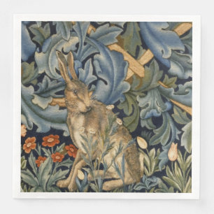 William Morris Forest Rabbit Blommigt Art nouveau Pappersservett