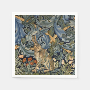 William Morris Forest Rabbit Blommigt Art nouveau Pappersservett