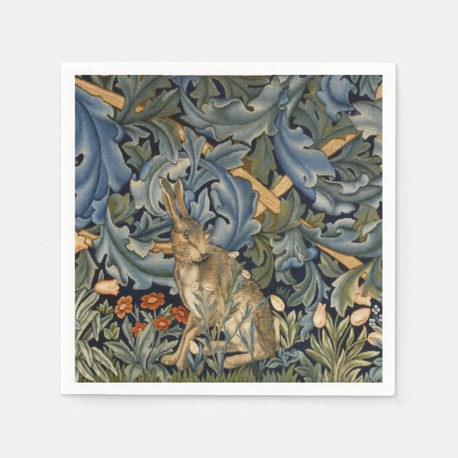 William Morris Forest Rabbit Blommigt Art nouveau Pappersservett (Framsidan)
