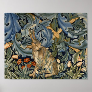 William Morris Forest Rabbit Blommigt Art nouveau Poster