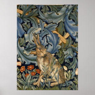 William Morris Forest Rabbit Blommigt Art nouveau Poster