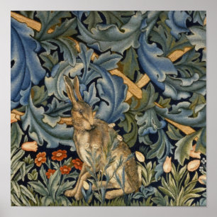 William Morris Forest Rabbit Blommigt Art nouveau Poster