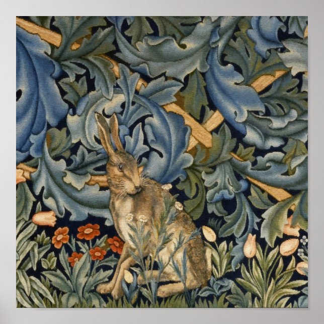 William Morris Forest Rabbit Blommigt Art nouveau Poster (Framsidan)