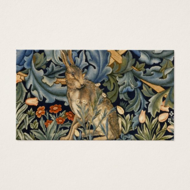 William Morris Forest Rabbit Blommigt Art nouveau Visitkort (Framsidan)