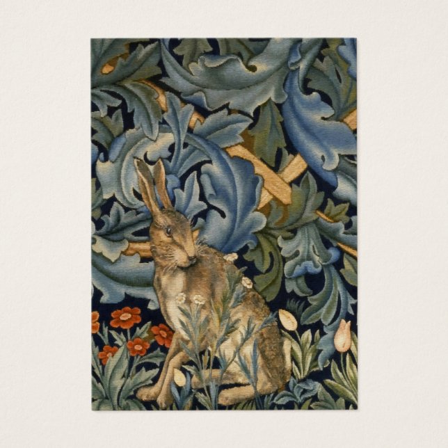 William Morris Forest Rabbit Blommigt Art nouveau Visitkort (Framsidan)