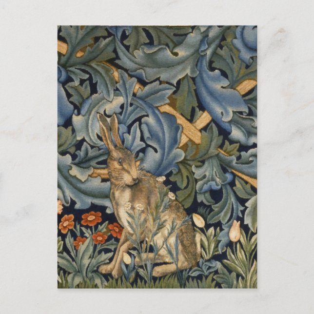 William Morris Forest Rabbit Blommigt Art nouveau Vykort (Framsida)
