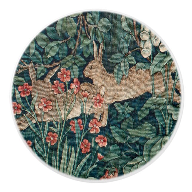 William Morris Forest Rabbit Blommigt Tapestry Knopp (Framsidan)
