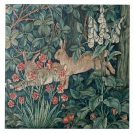 William Morris Forest Rabbits Blommigt Kakelplatta