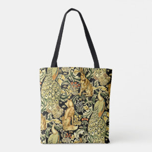 William Morris Forest Tapestry Fox Hare Peacock Tygkasse