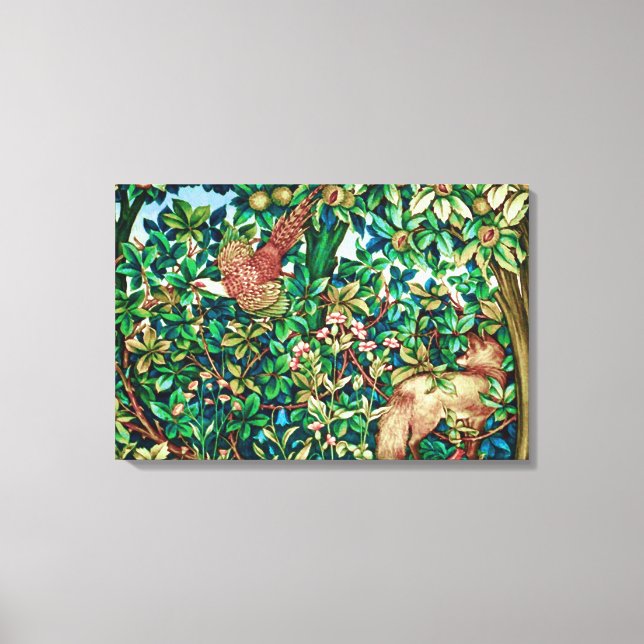 William Morris Fox och Pheasant Tapestry Print Canvastryck (Framsida)