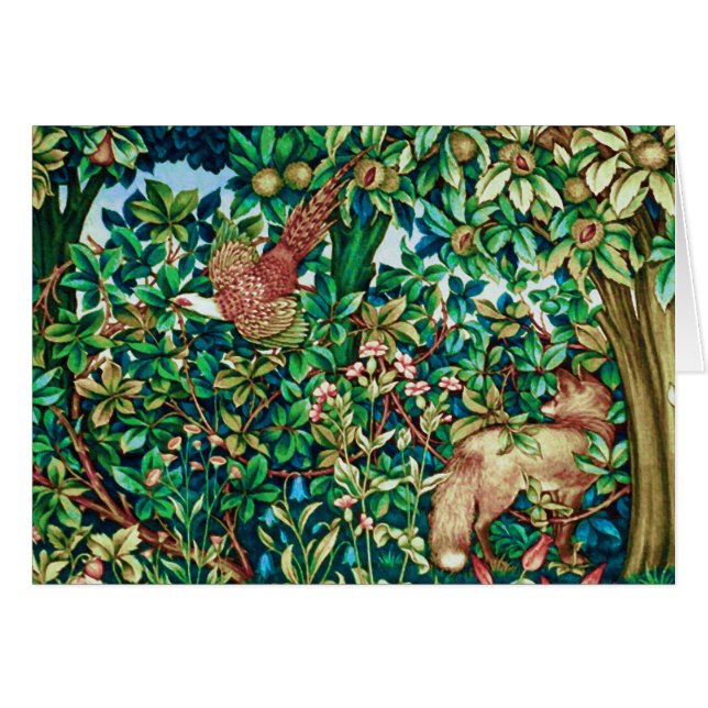 William Morris Fox och Pheasant Tapestry Print OBS Kort (Framsidan Horizontal)