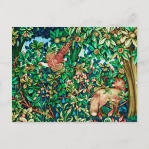 William Morris Fox och Pheasant Tapestry Print Vykort