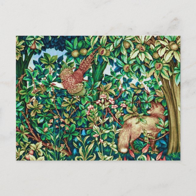 William Morris Fox och Pheasant Tapestry Print Vykort (Framsida)