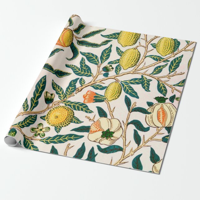 William Morris Fruit and Pomegranate Presentpapper (Utrullad)
