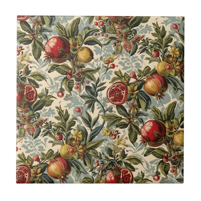 William Morris Fruit Pomegranate blommönster Kakelplatta (Framsidan)
