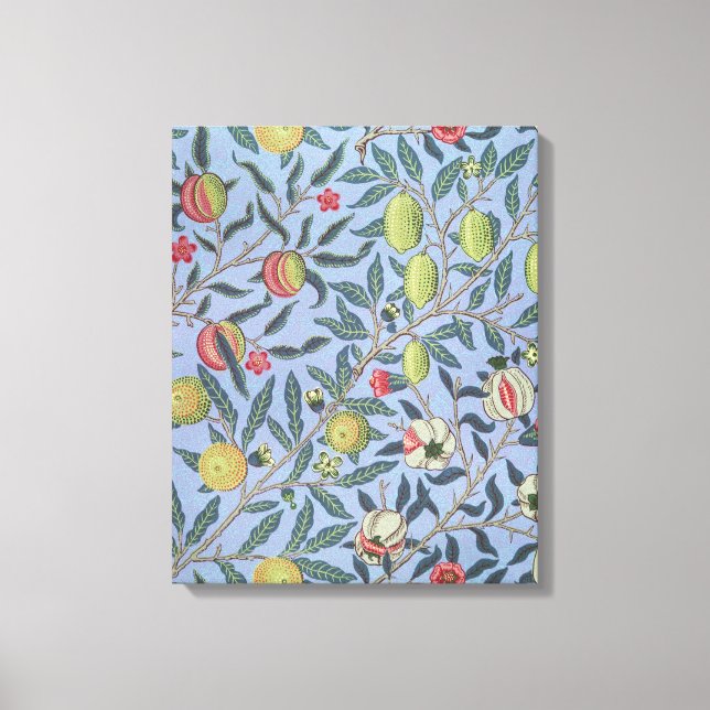 William Morris Fruit Pomegranate Blue Ornament Canvastryck (Framsida)