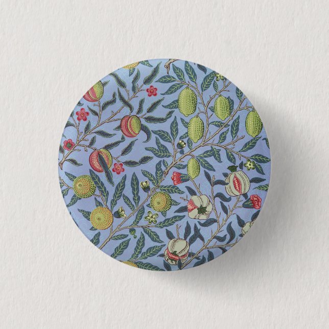 William Morris Fruit Pomegranate Blue Ornament Knapp (Framsida)
