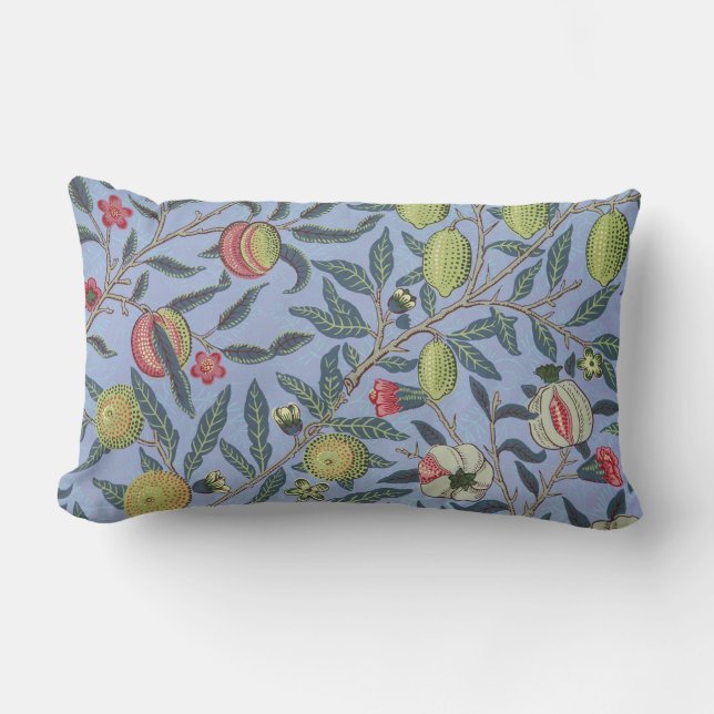 William Morris Fruit Pomegranate Blue Ornament Lumbarkudde (Framsida)