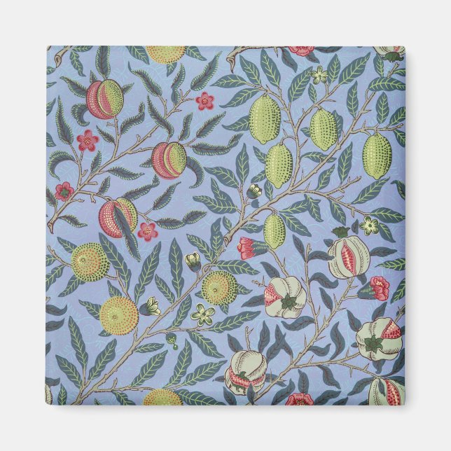 William Morris Fruit Pomegranate Blue Ornament Magnet (Framsidan)