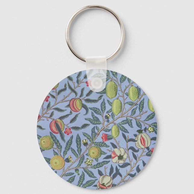 William Morris Fruit Pomegranate Blue Ornament Nyckelring (Framsida)