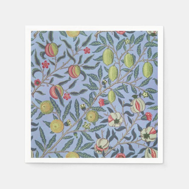 William Morris Fruit Pomegranate Blue Ornament Pappersservett (Framsidan)