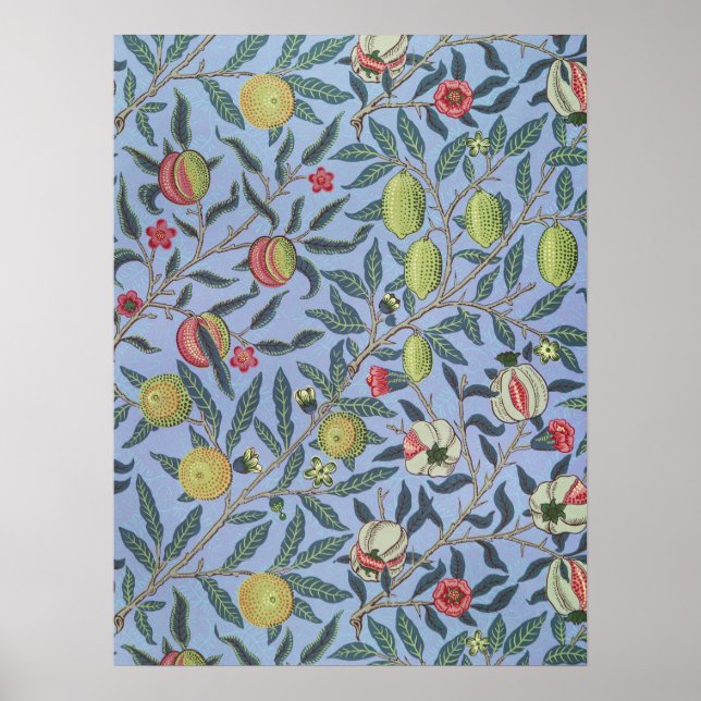 William Morris Fruit Pomegranate Blue Ornament Poster (Framsidan)