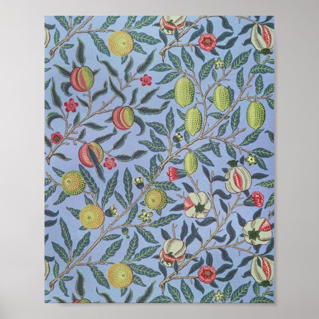 William Morris Fruit Pomegranate Blue Ornament Poster (Framsidan)