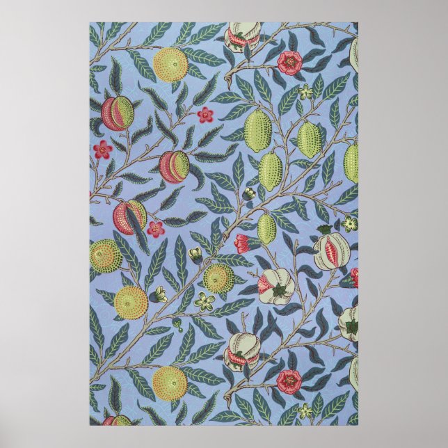 William Morris Fruit Pomegranate Blue Ornament Poster (Framsidan)
