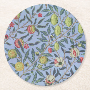 William Morris Fruit Pomegranate Blue Ornament Underlägg Papper Rund